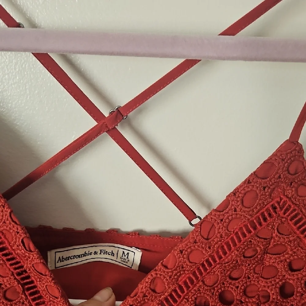 Abercrombie & Fitch Vibrant Red Lace Midi Dress - Picture 10 of 10